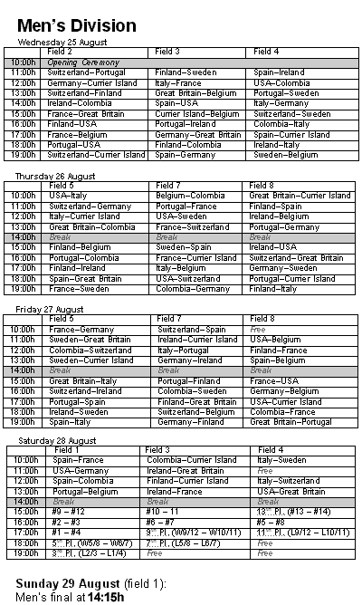 Schedule Men