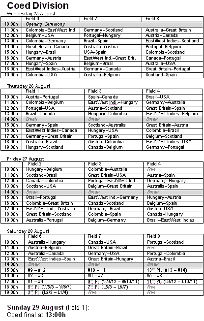 Schedule Coed